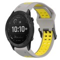 For Garmin Tactix Delta 26mm Two-Color Reverse Buckle Silicone Watch Band(Grey+Yellow)