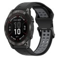 For Garmin Fenix 7S Pro 42mm 20mm Two-Color Reverse Buckle Silicone Watch Band(Black+Grey)