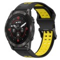 For Garmin Epix Pro 42mm 20mm Two-Color Reverse Buckle Silicone Watch Band(Black+Yellow)