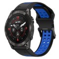 For Garmin Epix Pro 42mm 20mm Two-Color Reverse Buckle Silicone Watch Band(Black+Blue)