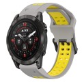For Garmin Epix Pro 42mm 20mm Two-Color Reverse Buckle Silicone Watch Band(Grey+Yellow)