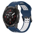 For Garmin Epix Pro 42mm 20mm Two-Color Reverse Buckle Silicone Watch Band(Blue+White)
