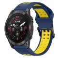 For Garmin Epix Pro 42mm 20mm Two-Color Reverse Buckle Silicone Watch Band(Blue+Yellow)