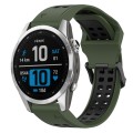 For Garmin Fenix 7S 20mm Two-Color Reverse Buckle Silicone Watch Band(Army Green+Black)