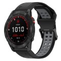For Garmin Fenix 7S Solar 20mm Two-Color Reverse Buckle Silicone Watch Band(Black+Grey)