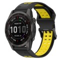 For Garmin Fenix 7S Sapphire Solar 20mm Two-Color Reverse Buckle Silicone Watch Band(Black+Yellow)