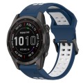 For Garmin Fenix 7S Sapphire Solar 20mm Two-Color Reverse Buckle Silicone Watch Band(Blue+White)