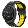 For Garmin Fenix 6S 20mm Two-Color Reverse Buckle Silicone Watch Band(Black+Yellow)