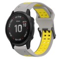 For Garmin Fenix 6S Pro 20mm Two-Color Reverse Buckle Silicone Watch Band(Grey+Yellow)