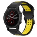 For Garmin Fenix 5S Plus 20mm Two-Color Reverse Buckle Silicone Watch Band(Black+Yellow)