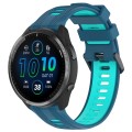 For Garmin Forerunner 965 Sports Two-Color Silicone Watch Band(Blue+Teal)