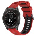 For Garmin Fenix 7 Pro Sports Two-Color Silicone Watch Band(Red+Black)