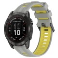 For Garmin Fenix 7 Pro Sports Two-Color Silicone Watch Band(Grey+Yellow)