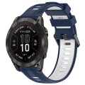 For Garmin Fenix 7 Pro Sports Two-Color Silicone Watch Band(Midnight Blue+White)