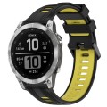 For Garmin Fenix 7 Sports Two-Color Silicone Watch Band(Black+Yellow)
