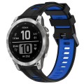 For Garmin Fenix 7 Sports Two-Color Silicone Watch Band(Black+Blue)