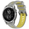 For Garmin Fenix 7 Sports Two-Color Silicone Watch Band(Grey+Yellow)