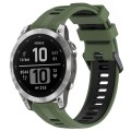 For Garmin Fenix 7 Sports Two-Color Silicone Watch Band(Army Green+Black)