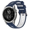 For Garmin Fenix 7 Sports Two-Color Silicone Watch Band(Midnight Blue+White)