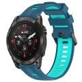 For Garmin EPIX Pro 47mm Sports Two-Color Silicone Watch Band(Blue+Teal)