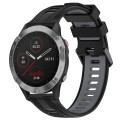 For Garmin Fenix 6 Sports Two-Color Silicone Watch Band(Black+Grey)