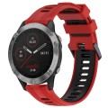 For Garmin Fenix 6 Sports Two-Color Silicone Watch Band(Red+Black)