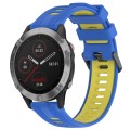For Garmin Fenix 6 Sports Two-Color Silicone Watch Band(Blue+Yellow)