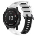 For Garmin Fenix 6 Pro Sports Two-Color Silicone Watch Band(White+Black)