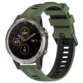 For Garmin Fenix 5 Plus Sports Two-Color Silicone Watch Band(Army Green+Black)