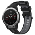 For Garmin Fenix 5 Sports Two-Color Silicone Watch Band(Black+Grey)