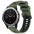 For Garmin Fenix 5 Sports Two-Color Silicone Watch Band(Army Green+Black)