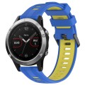 For Garmin Fenix 5 Sports Two-Color Silicone Watch Band(Blue+Yellow)