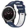 For Garmin Fenix 5 Sports Two-Color Silicone Watch Band(Midnight Blue+White)