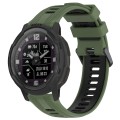 For Garmin Instinct Crossover Sports Two-Color Silicone Watch Band(Army Green+Black)