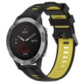 For Garmin Fenix 6 Solar Sports Two-Color Silicone Watch Band(Black+Yellow)