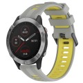 For Garmin Fenix 6 Solar Sports Two-Color Silicone Watch Band(Grey+Yellow)