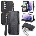 For Samsung Galaxy S23+ 5G Geometric Zipper Wallet Side Buckle Leather Phone Case(Black)