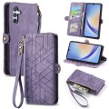 For Samsung Galaxy A51 5G Geometric Zipper Wallet Side Buckle Leather Phone Case(Purple)