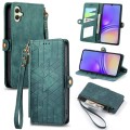 For Samsung Galaxy A05 Geometric Zipper Wallet Side Buckle Leather Phone Case(Green)