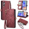 Samsung Galaxy A05s Geometric Zipper Wallet Side Buckle Leather Phone Case(Red)