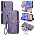Samsung Galaxy A05s Geometric Zipper Wallet Side Buckle Leather Phone Case(Purple)