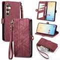 For Samsung Galaxy S24 5G Geometric Zipper Wallet Side Buckle Leather Phone Case(Red)