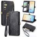 For Samsung Galaxy S24+ 5G Geometric Zipper Wallet Side Buckle Leather Phone Case(Black)