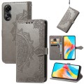 For OPPO A78 4G Mandala Flower Embossed Leather Phone Case(Gray)