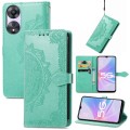 For OPPO A58 5G Mandala Flower Embossed Leather Phone Case(Green)