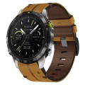 For Garmin MARQ Athlete (Gen 2) 22mm Leather Textured Watch Band(Brown)