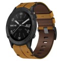 For Garmin Fenix 7 Pro 47mm 22mm Leather Textured Watch Band(Brown)