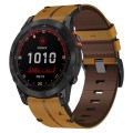 For Garmin Fenix 7 22mm Leather Textured Watch Band(Brown)
