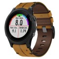 For Garmin Forerunner 935 22mm Leather Textured Watch Band(Brown)