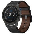 For Garmin Fenix 6 Pro GPS 22mm Leather Textured Watch Band(Black)